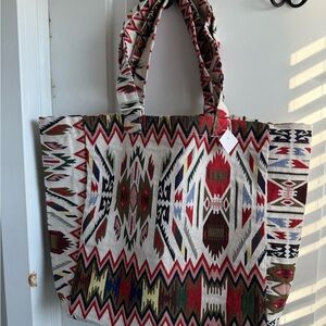 Aztec Patterned Tote Bag - Multicolor